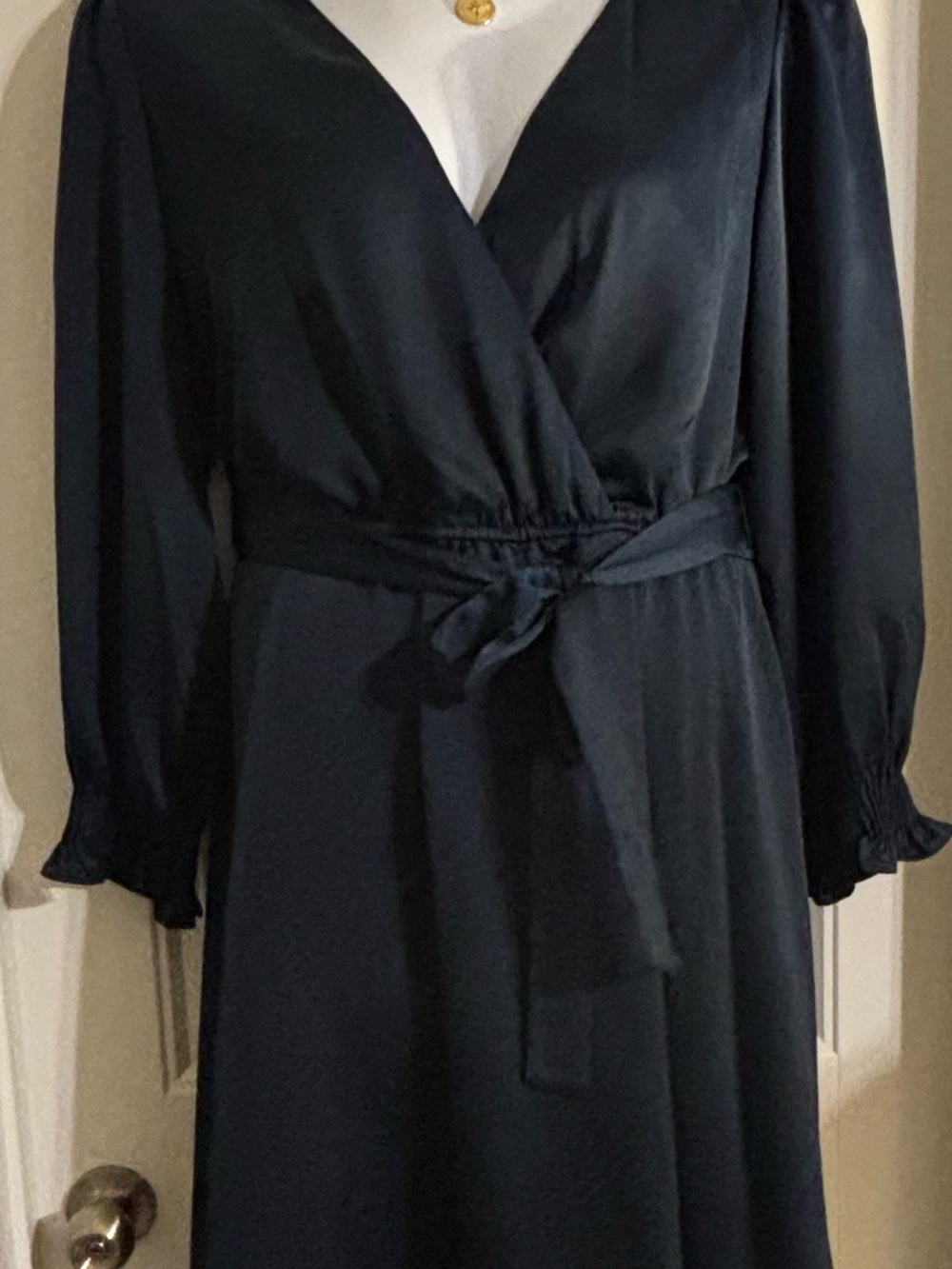 Dark Teal Faux Wrap Midi Dress - Women